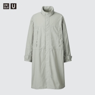 Легкое длинное пальто со скрытым капюшоном UNIQLO плащ 1159810862 (Серый, L)