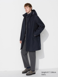 Мужская теплая куртка UNIQLO с капюшоном 1159833255 (Синий XXL)