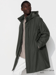 Мужская теплая куртка UNIQLO с капюшоном 1159834025 (Зеленый M)