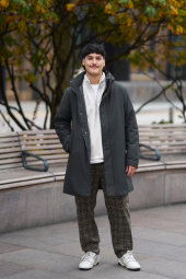 Мужская теплая куртка UNIQLO с капюшоном 1159834025 (Зеленый M)