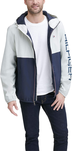 Мужская непромокаемая куртка Tommy Hilfiger с капюшоном 1159768848 (Серый/Синий, S)