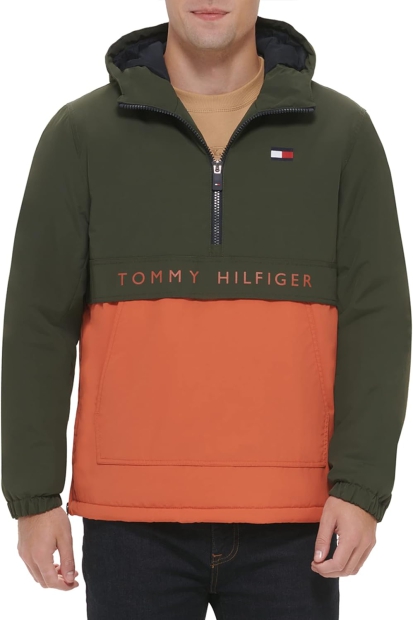 Мужская куртка с полумолнией Tommy Hilfiger анорак с капюшоном 1159796982 (Зеленый, XXL)