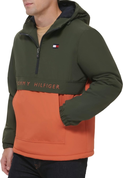 Мужская куртка с полумолнией Tommy Hilfiger анорак с капюшоном 1159796982 (Зеленый, XXL)