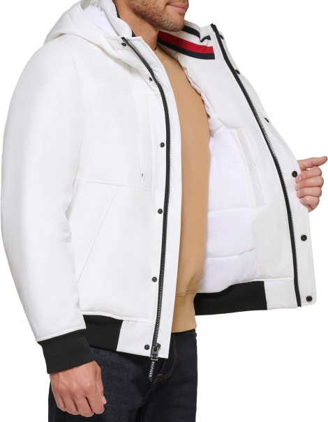 Мужская куртка Tommy Hilfiger бомбер с капюшоном 1159805925 (Белый, XL)