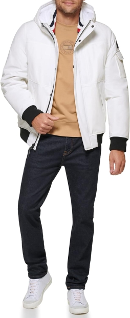 Мужская куртка Tommy Hilfiger бомбер с капюшоном 1159805925 (Белый, XL)