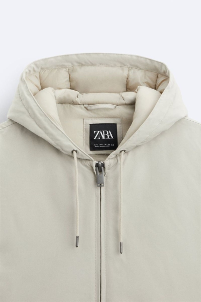 Мужская куртка ZARA с капюшоном 1159798264 (Бежевый, XL)