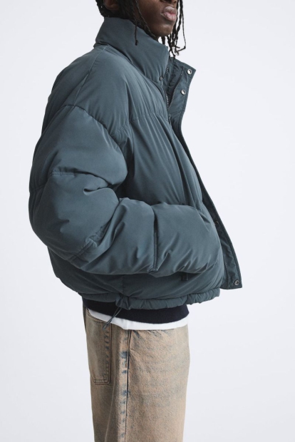 Чоловіча стьобана куртка ZARA 1159800112 (Сірий, XL)