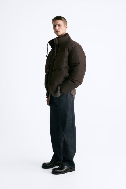Дута водовідштовхуюча куртка Zara 1159800729 (Коричневий, XL)