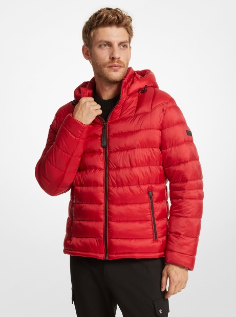 Мужская стеганая куртка Michael Kors с капюшоном 1159802627 (Красный, L)