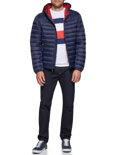 Мужская ультралегкая куртка с капюшоном Tommy Hilfiger на молнии 1159819067 (Синий S)