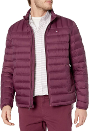 Мужская куртка Tommy Hilfiger пуховик на молнии 1159769017 (Бордовый, XL)