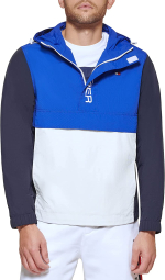 Чоловіча анорак Tommy Hilfiger водостійка куртка з капюшоном оригінал 1159769393 (Білий/синій, S)