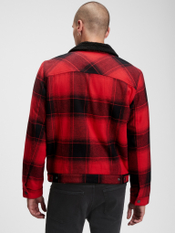 Мужская куртка на кнопках GAP с подкладкой из шерпы 1159769542 (Красный/Черный, L)