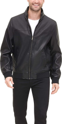 Мужской бомбер Tommy Hilfiger куртка из искусственной кожи 1159769642 (Черный, M)