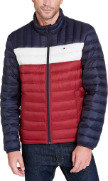 Мужская водостойкая куртка-пуховик Tommy Hilfiger с капюшоном 1159770286 (Синий/Красный/Белый, XXL)