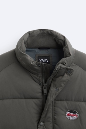 Мужская стеганая куртка ZARA с нашивкой 1159797878 (Серый, XL)