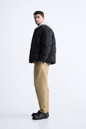 Мужская стеганая куртка ZARA с капюшоном 1159800153 (Черный, L)