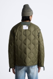 Чоловіча стьобана куртка ZARA на кнопках 1159800677 (Зелений, L-XL)