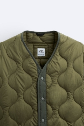Чоловіча стьобана куртка ZARA на кнопках 1159800677 (Зелений, L-XL)