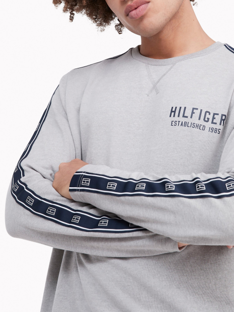 Лонгслив мужской Tommy Hilfiger кофта со вставками на рукавах 1159768533 (Серый, M)