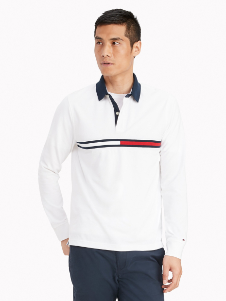 Мужская кофта-поло Tommy Hilfiger лонгслив на пуговицах 1159782413 (Белый, 3XL)