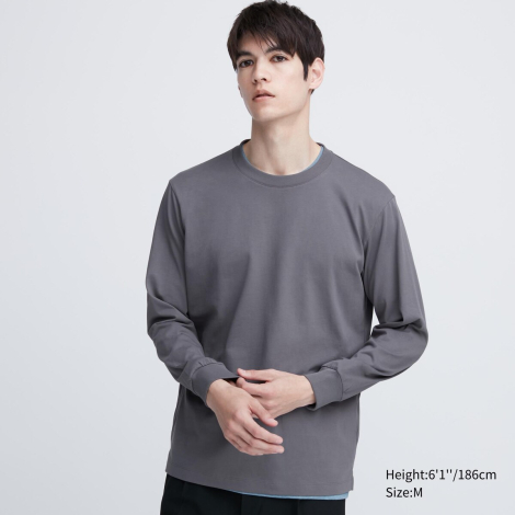 Мужской лонгслив UNIQLO с технологией AIRism 1159784508 (Серый, 3XL)