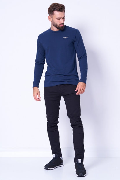 Мужской лонгслив Pepe Jeans London кофта с логотипом 1159786079 (Синий, XL)