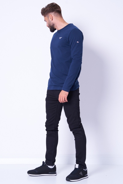 Мужской лонгслив Pepe Jeans London кофта с логотипом 1159809450 (Синий, S)