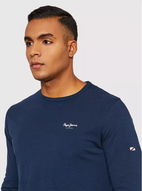 Мужской лонгслив Pepe Jeans London кофта с логотипом 1159786079 (Синий, XL)