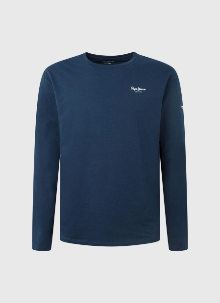 Мужской лонгслив Pepe Jeans London кофта с логотипом 1159809450 (Синий, S)