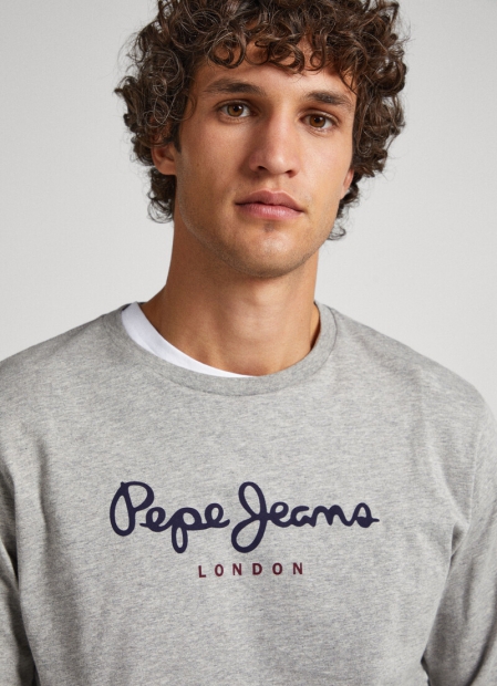 Мужской лонгслив Pepe Jeans London кофта с логотипом 1159793753 (Серый, XXL)