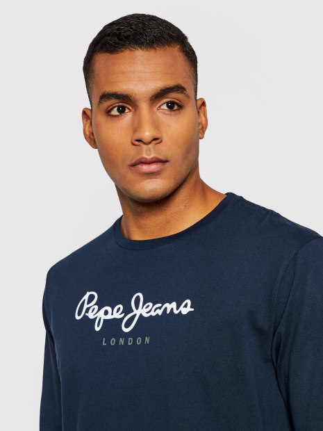 Мужской лонгслив Pepe Jeans London кофта с логотипом 1159793752 (Синий, XXL)