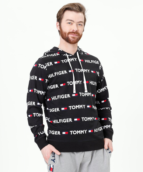 Лонгслив мужской Tommy Hilfiger кофта с капюшоном 1159790008 (Черный, XL)