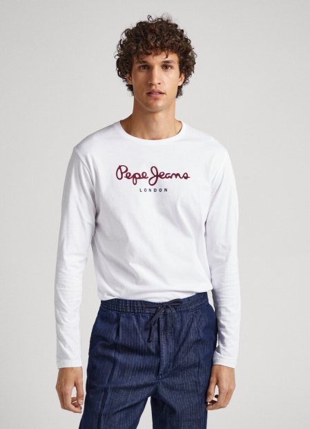 Мужской лонгслив Pepe Jeans London кофта с логотипом 1159793757 (Белый, XXL)