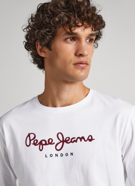 Мужской лонгслив Pepe Jeans London кофта с логотипом 1159793755 (Белый, L)