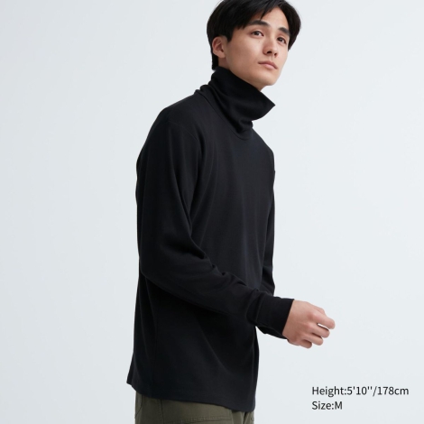 Мужской лонгслив UNIQLO водолазка с технологией HEATTECH 1159795057 (Черный, XL)