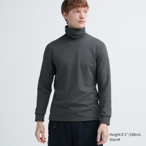 Мужской лонгслив UNIQLO водолазка с технологией HEATTECH 1159793880 (Серый, XXL)