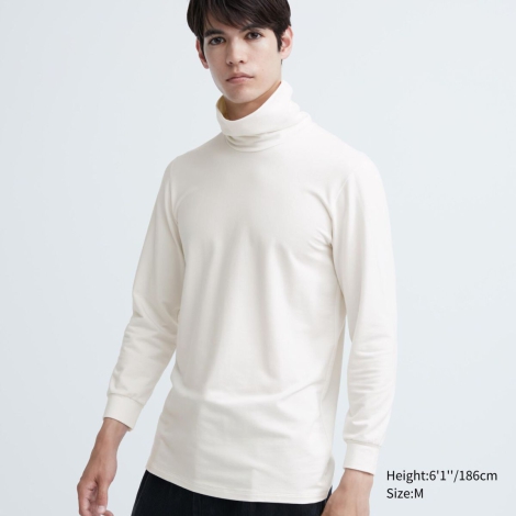 Мягкий мужской лонгслив UNIQLO водолазка 1159794548 (Белый, 3XL)