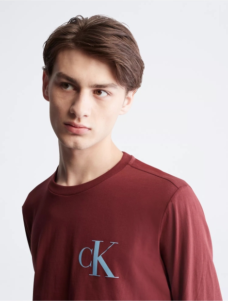 Чоловічий лонгслив Calvin Klein з логотипом 1159796599 (Бордовий, M)