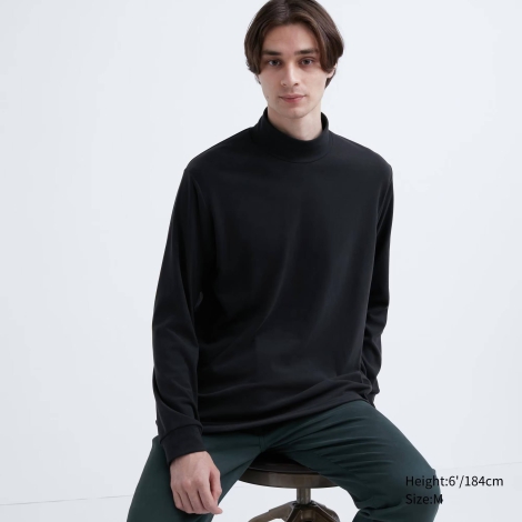 Чоловічий флісовий лонгслів UNIQLO водолазка 1159797420 (Чорний, XL)