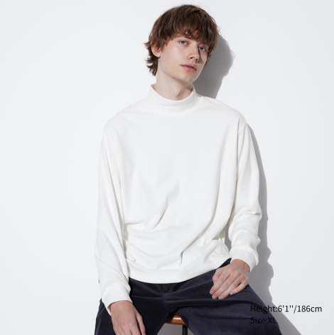 Мужской флисовый лонгслив UNIQLO водолазка 1159801255 (Белый, 3XL)