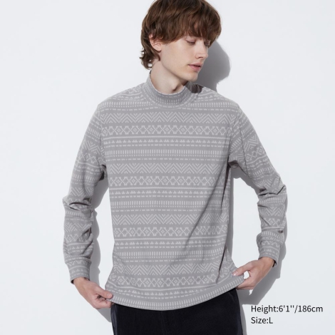 Чоловічий флісовий лонгслів UNIQLO водолазка 1159800070 (Сірий, XL)