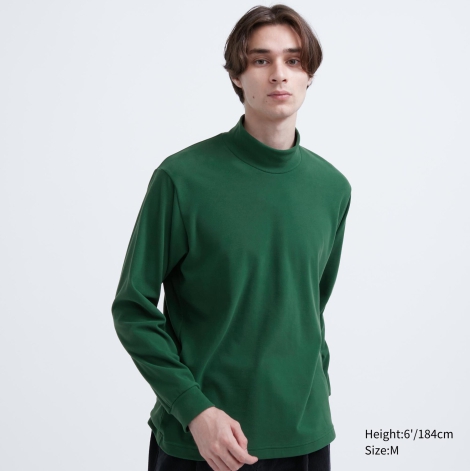 Мужской флисовый лонгслив UNIQLO водолазка 1159805837 (Зеленый, XXL)