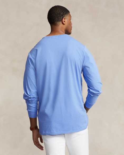 Лонгслив мужской Polo Ralph Lauren кофта с принтом 1159807501 (Голубой, 4XL)