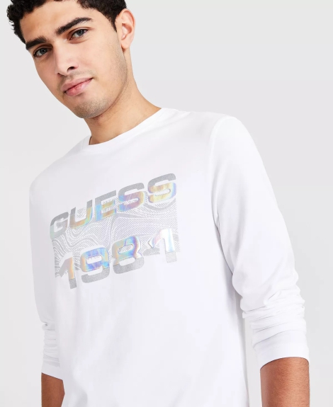 Мужской лонгслив GUESS с логотипом 1159807774 (Белый, XL)