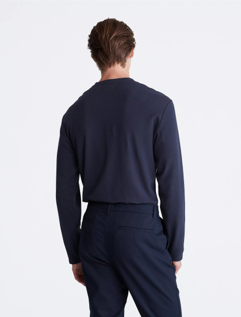 Мужской вафельный лонгслив Calvin Klein 1159809862 (Синий, S)