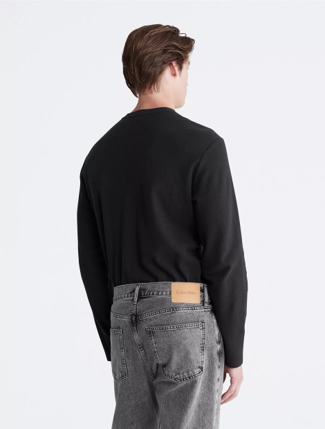 Чоловічий вафельний лонгслів Calvin Klein 1159809868 (Чорний, M)