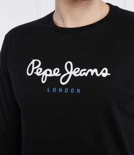 Чоловічий лонгслів Pepe Jeans London кофта з логотипом 1159812312 (Чорний, S)