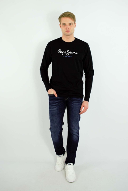 Чоловічий лонгслів Pepe Jeans London кофта з логотипом 1159812312 (Чорний, S)