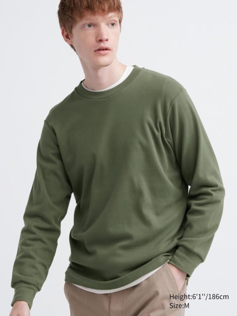 Чоловічий лонгслів UNIQLO з технологією Soft Touch 1159820247 (Зелений L)